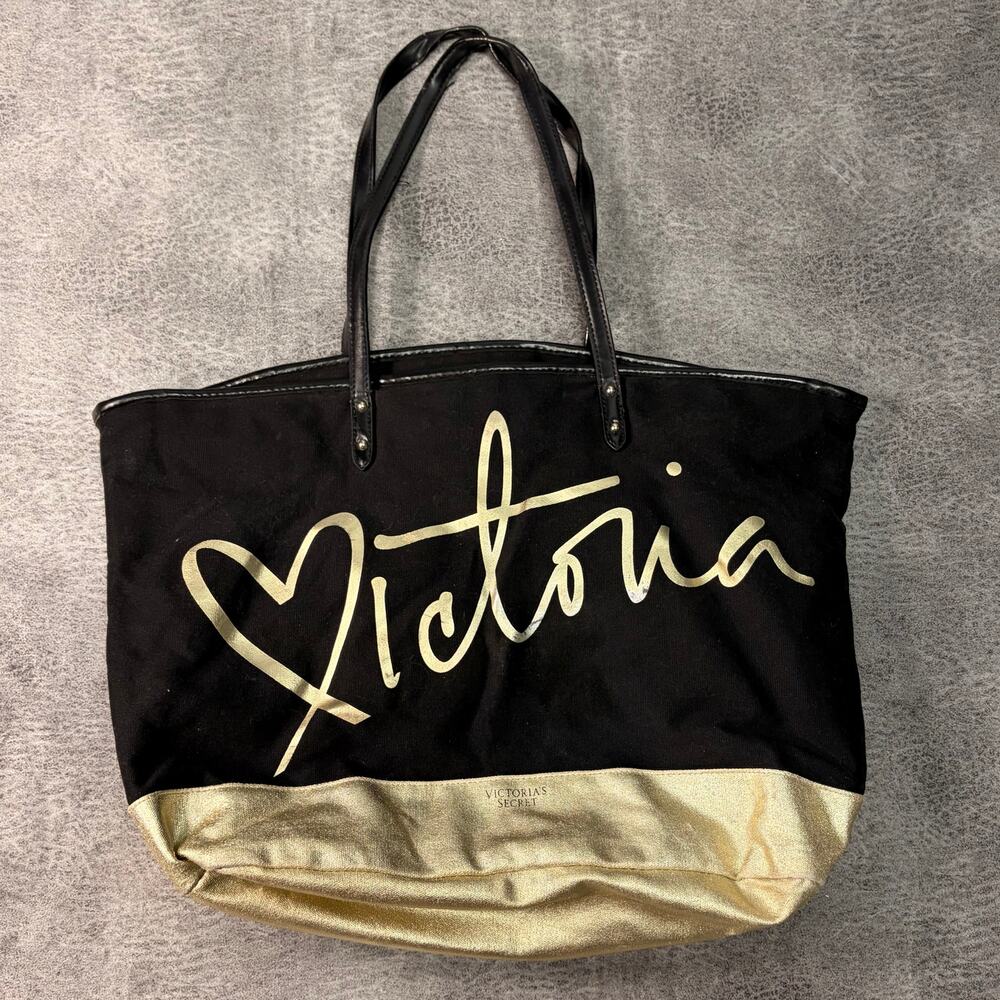 Victorias Secret Black and Gold Tote Bag